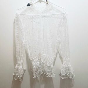 Ups & Downs women white top laced (Size 1X)